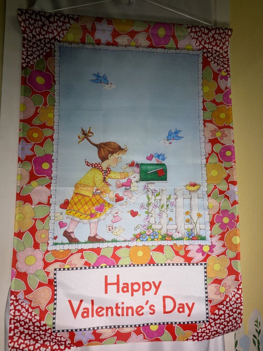 Jetmax Mary Engelbreit Valentine's Day Mailbox Floral House Flag 25x38